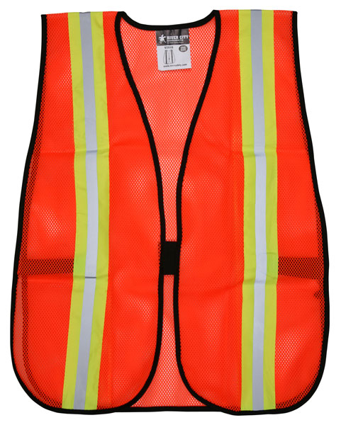 General Purpose Fluorescent Orange Polyester Mesh Vest with Silver Reflective Stripes